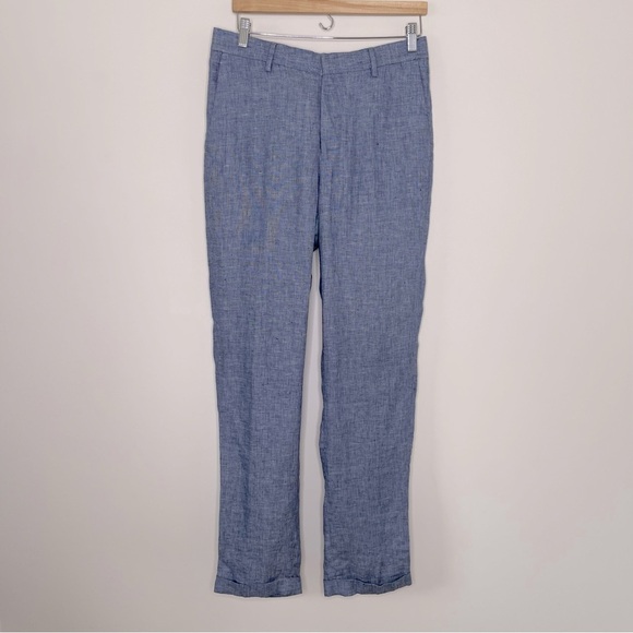 Murano Baird McNutt Linen Alex Slim Fit Flat Front Dress Pants Mens wedding - Picture 2 of 9